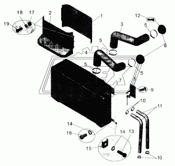 103-8101602 Шланг (патрубок) кривой ф24х34 L=515 без наконечников отопителя МАЗ